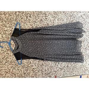 Torrid Sleeveless Tank Tunic Plus Chiffon Gray Black Lined MISSING 1 BUTTON